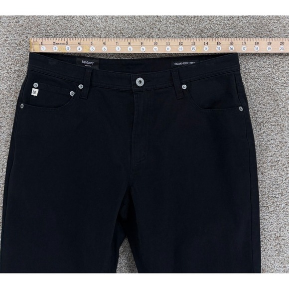 Bandanny Peter Manning Itallian 5-Pocket Pant Mens 33x27 Black Olimpias Sateen - Picture 10 of 13